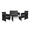 Gardeon 4 PCS Outdoor Lounge Setting Wicker Sofa Set Garden Furniture Black