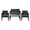 4 PCS Outdoor Wicker Sofa Set - Black