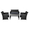 4 PCS Outdoor Wicker Sofa Set - Black