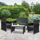 4 PCS Outdoor Wicker Sofa Set - Black