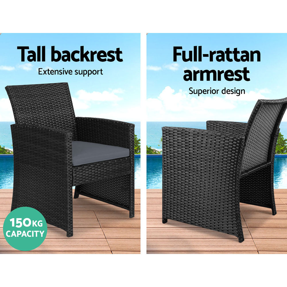 Arlo Outdoor Rattan Sofa Set – Black – 4 Pieces