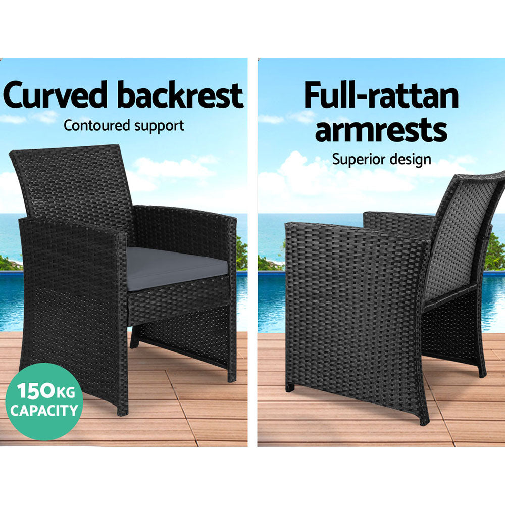 Linden Outdoor Sofa Set – Black – 4 Piece
