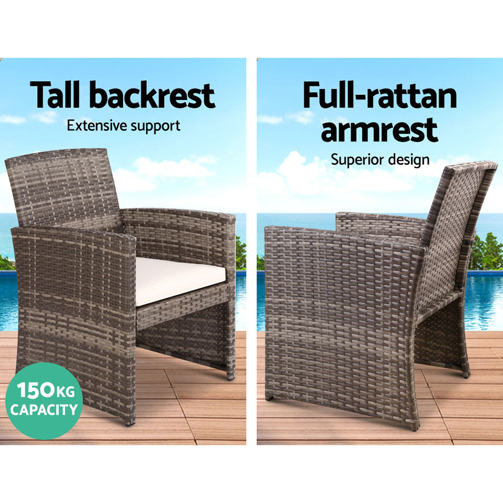 Fiora Outdoor Wicker Sofa Set – Grey – 4 Piece