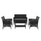 4 PCS Outdoor Wicker Lounge Sofa Set - Black