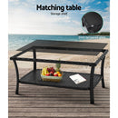 4 PCS Outdoor Wicker Lounge Sofa Set - Black