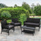 4 PCS Outdoor Wicker Lounge Sofa Set - Black