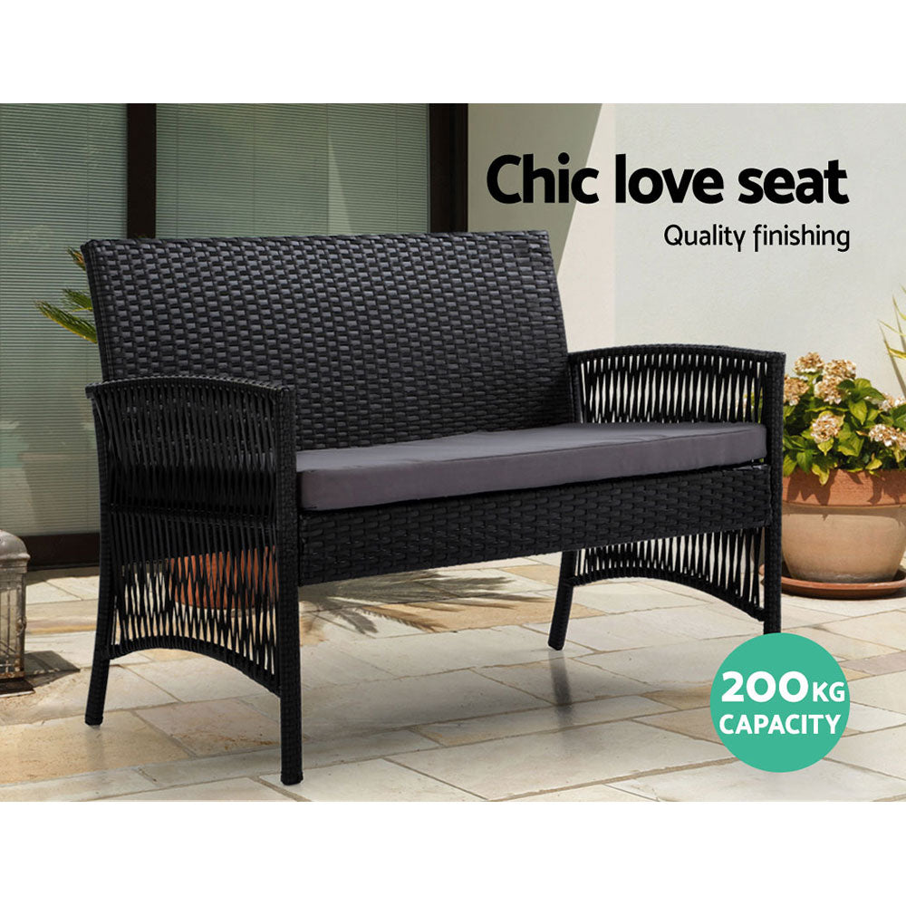 Cove 4-Piece Outdoor Lounge Set – Black – Rattan
