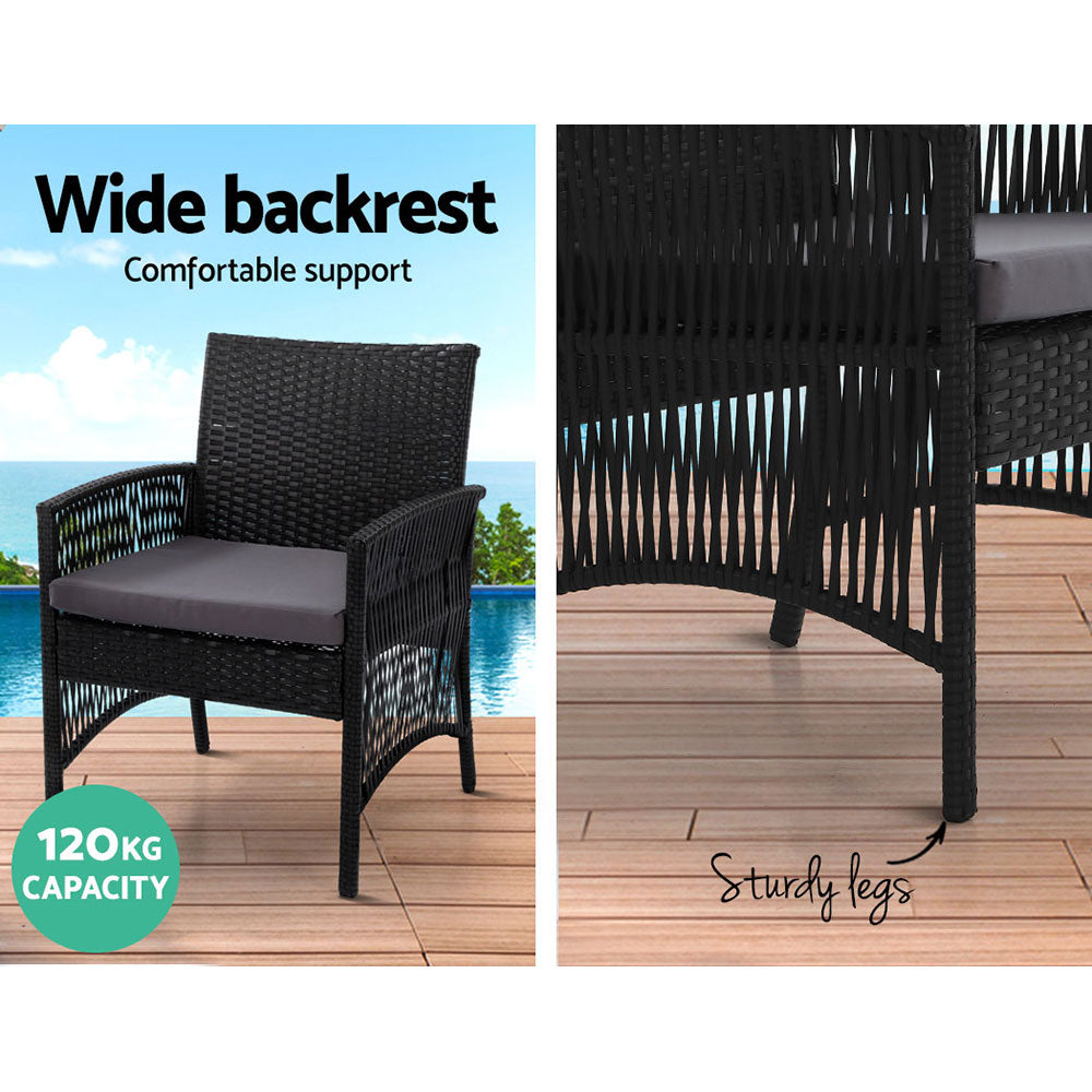 Cove 4-Piece Outdoor Lounge Set – Black – Rattan