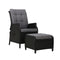 Outdoor Adjustable Wicker Recliner Chair – Black