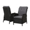 2-Piece Wicker Recliner Chair Set – Outdoor Loungers, Black
