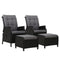 2-Piece Wicker Recliner Chair Set – Outdoor Loungers, Black