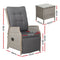 3-Piece Outdoor Recliner & Table Set – Wicker, Grey Finish