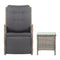 3-Piece Outdoor Recliner & Table Set – Wicker, Grey Finish