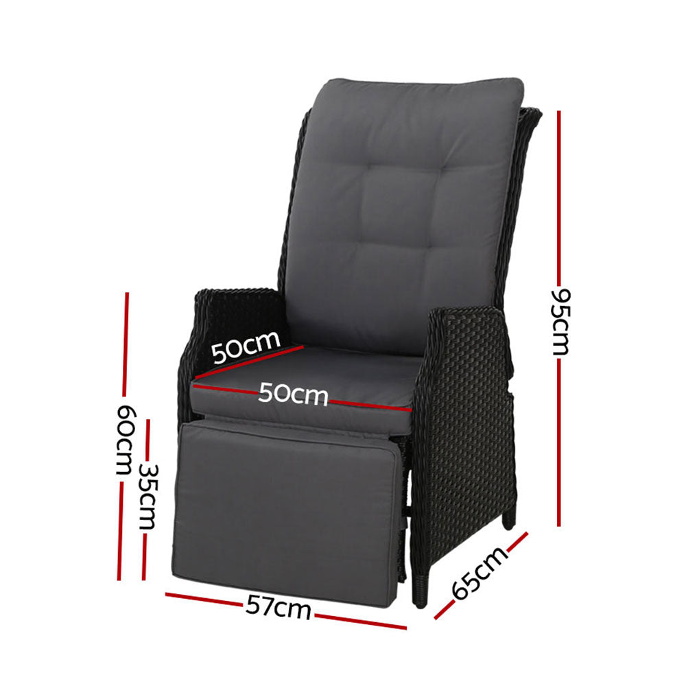 Santorini Wicker Reclining Chair – Black