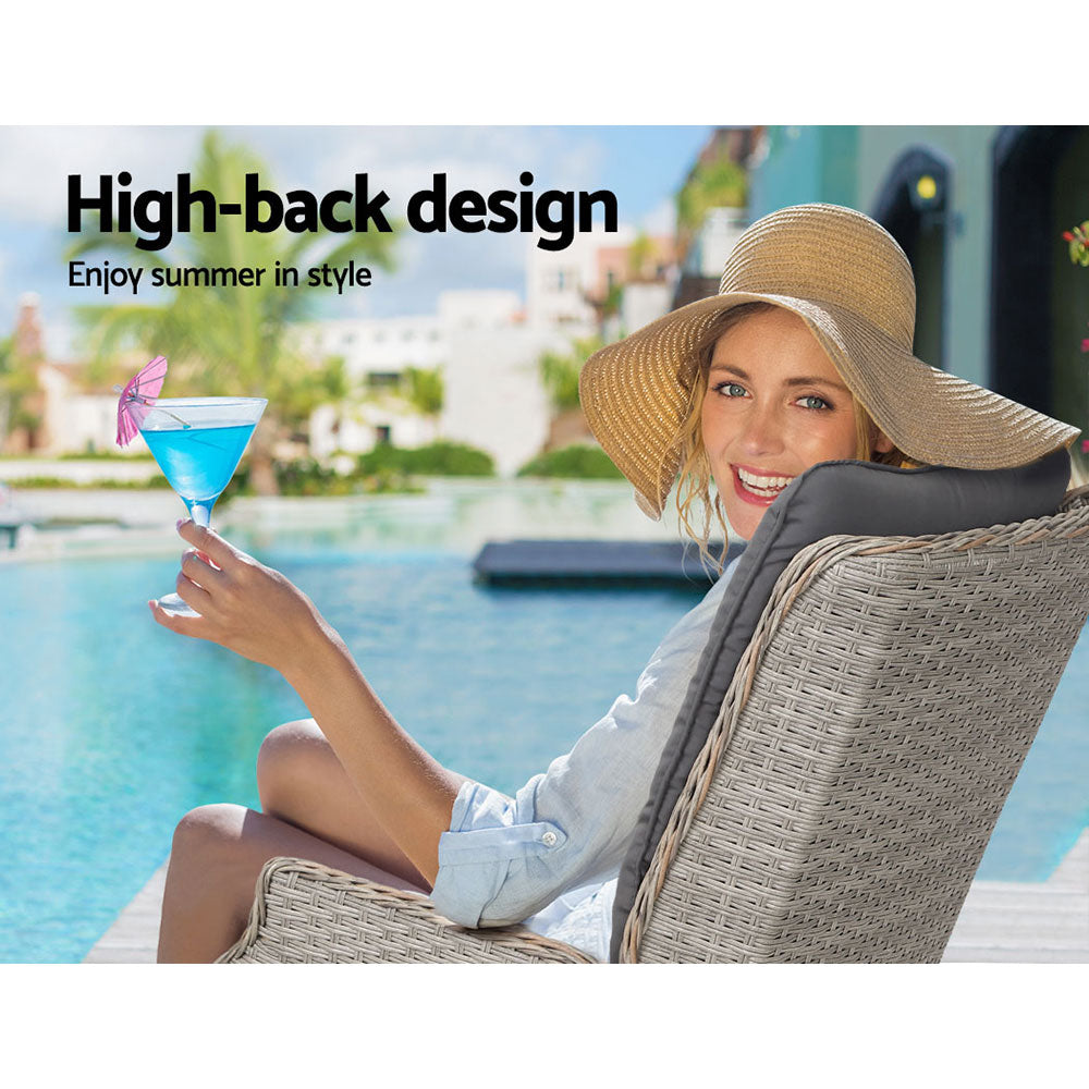 Santorini Wicker Reclining Chairs – Grey – Set of 2