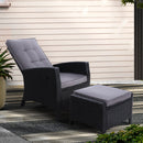 Recliner Chair Sun lounge Wicker Lounger Outdoor Patio Furniture Adjustable Black