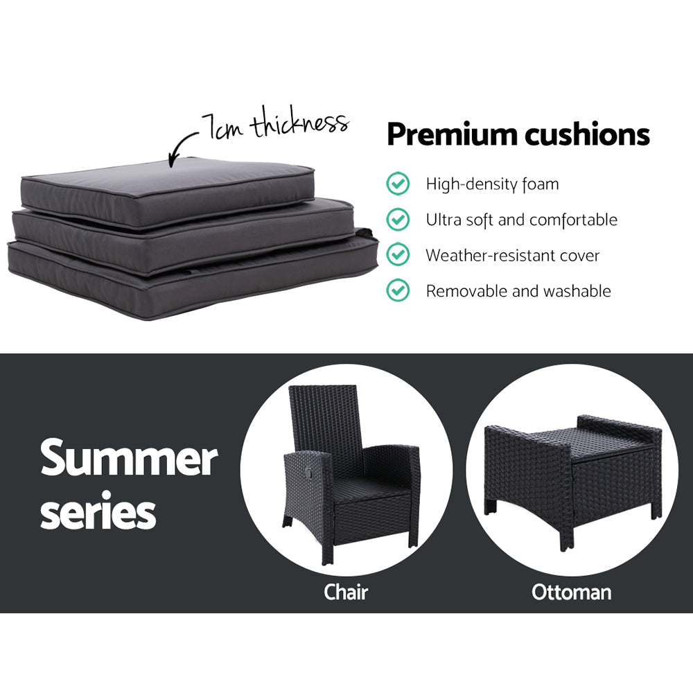 Cove Wicker Recliner Set – Black – Set of 2