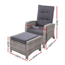 2 PC Adjustable Recliner Sun lounge - Grey