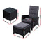 3 PC Adjustable Recliner Sunlounge - Black