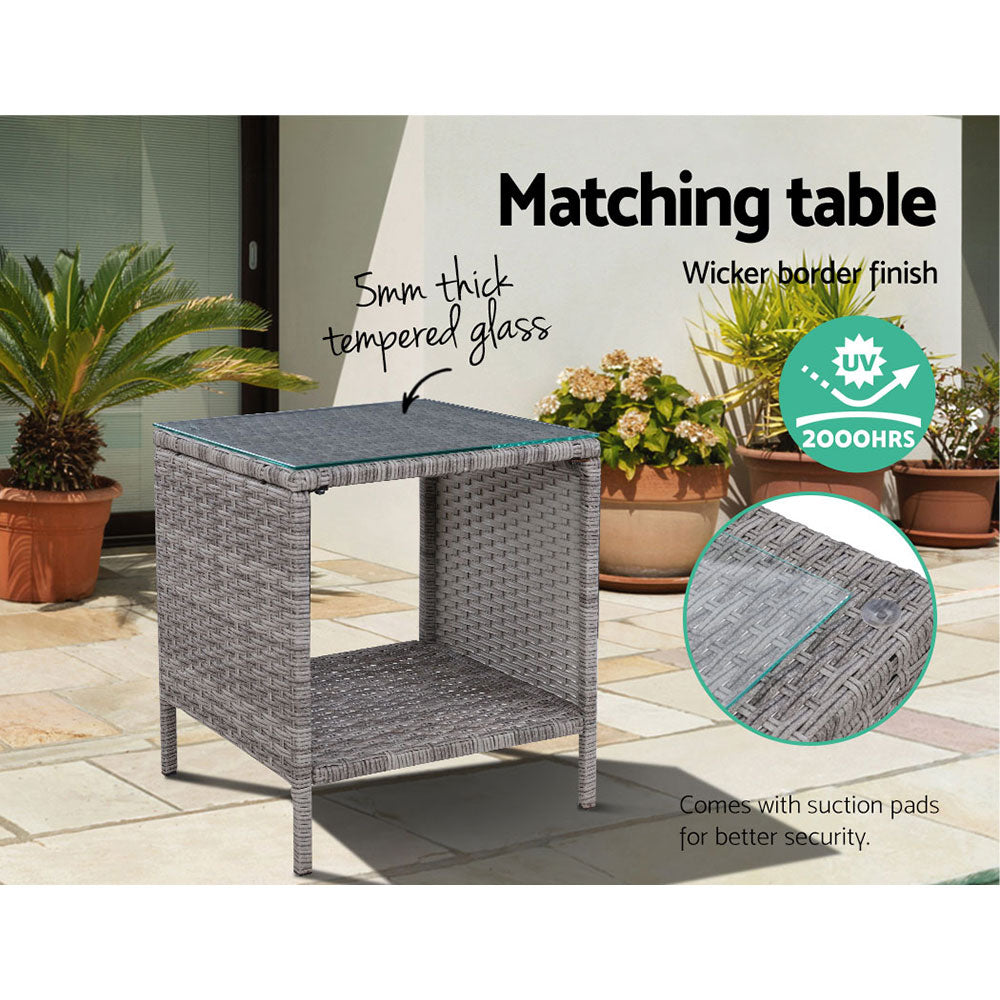 Serrano Outdoor Recliner Set – Grey – 3 Piece