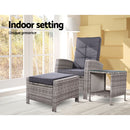 3 PC Adjustable Recliner Sunlounge - Grey