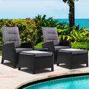 5 PC Adjustable Recliner Sun Lounge - Black