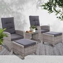 5 PC Adjustable Recliner Sun Lounge - Grey