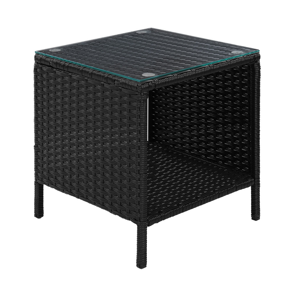 Malexa Rattan Side Table – Black – 40 cm