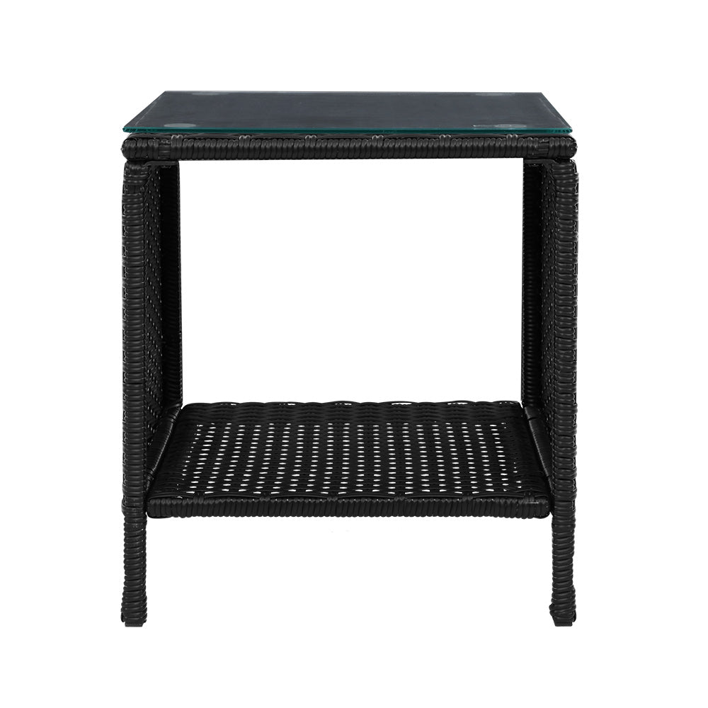 Malexa Rattan Side Table – Black – 40 cm