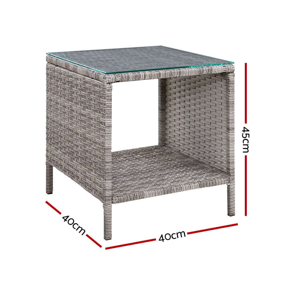 Malexa Rattan Side Table – Grey – 40 cm