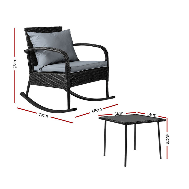 2 PC Wicker Rocking Chair & Table Set – Patio Lounge