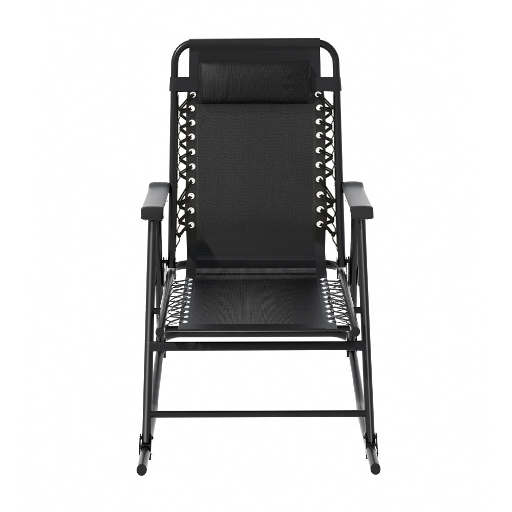 Valdez Folding Rocking Chair – Black – Outdoor