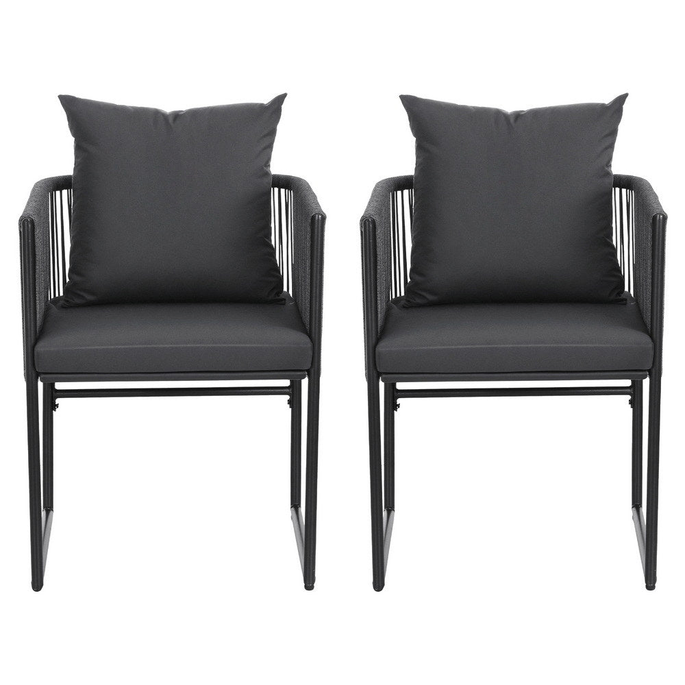 Cove Woven Rope Dining Chairs – Black – Set of 2