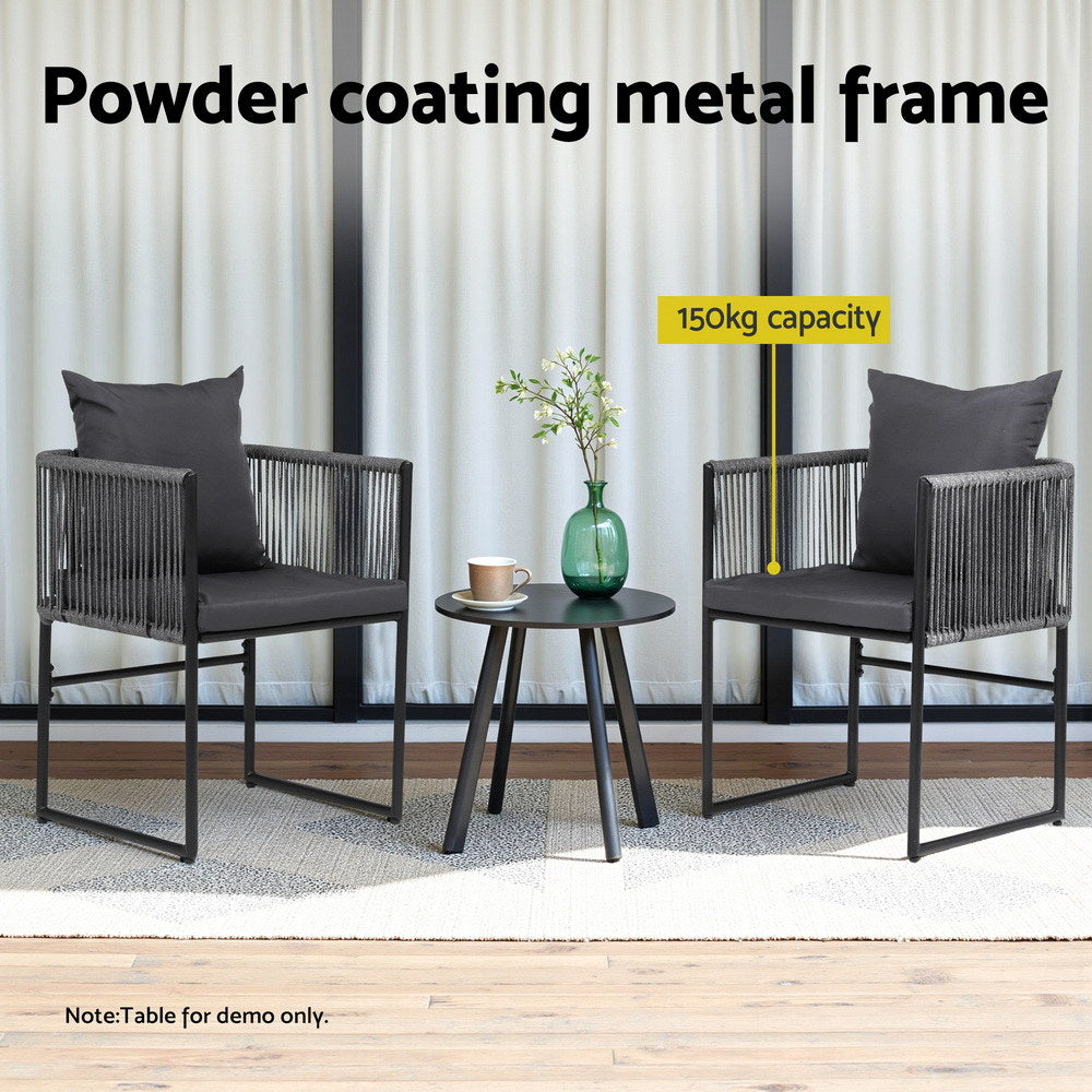 Cove Woven Rope Dining Chairs – Black – Set of 2