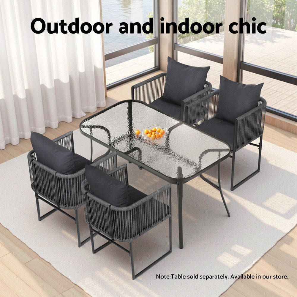 Cove Woven Rope Dining Chairs – Black – Set of 2
