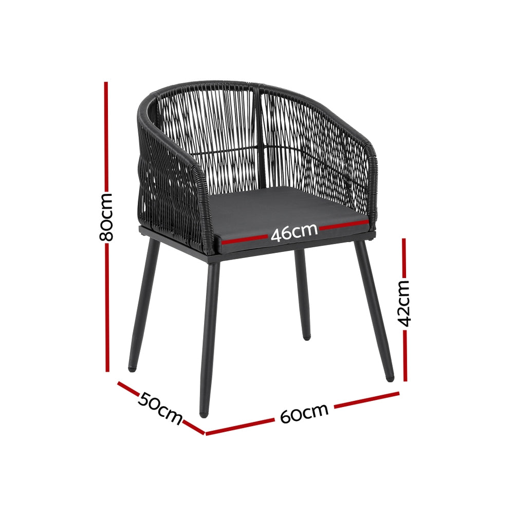 Linden Outdoor Dining Chairs – Black – Set of 2