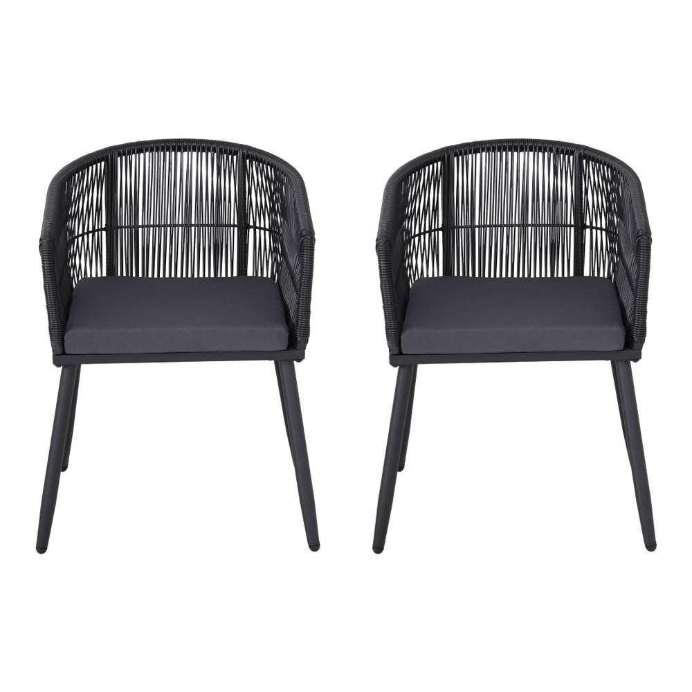 Linden Outdoor Dining Chairs – Black – Set of 2
