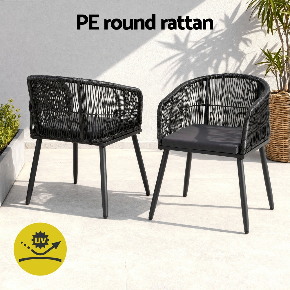 Linden Outdoor Dining Chairs – Black – Set of 2
