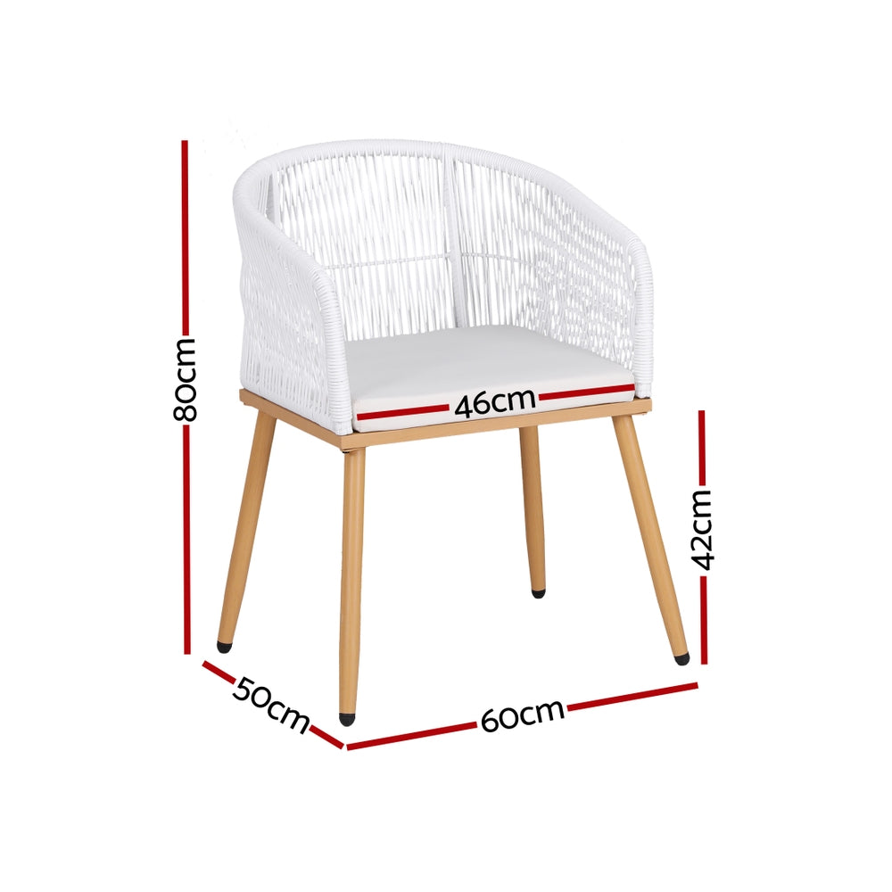 Atlas Outdoor Dining Chairs – White – Set of 2