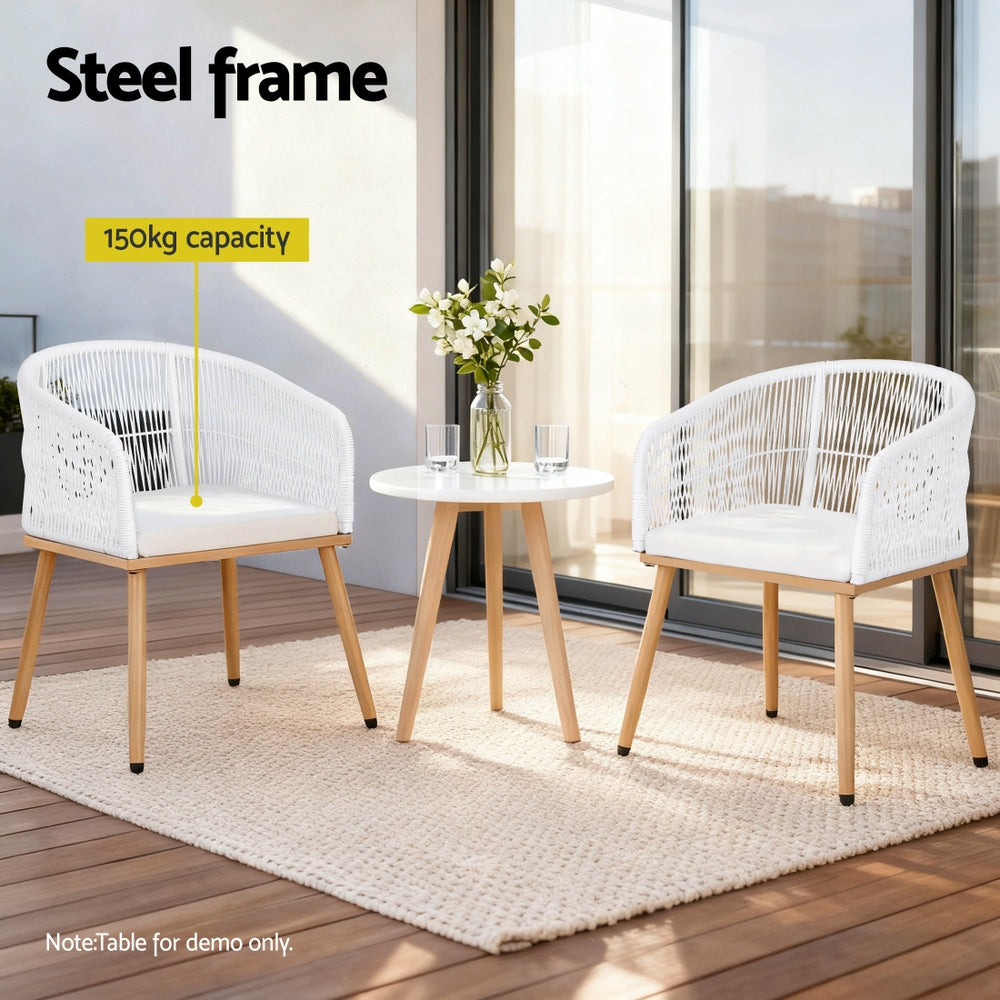 Atlas Outdoor Dining Chairs – White – Set of 2