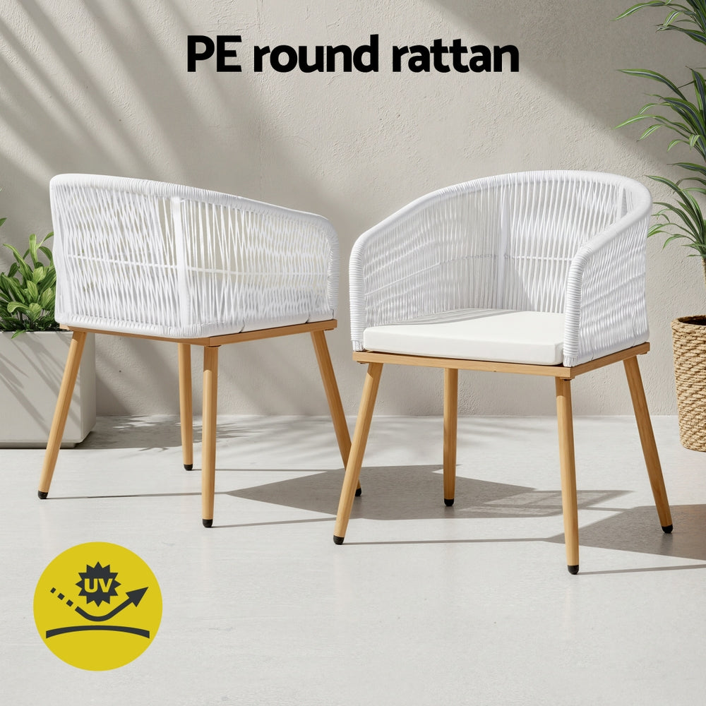 Atlas Outdoor Dining Chairs – White – Set of 2