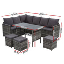 Outdoor Dining Set Sofa Lounge - Grey