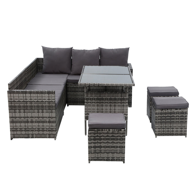 Outdoor Dining Set Sofa Lounge - Grey