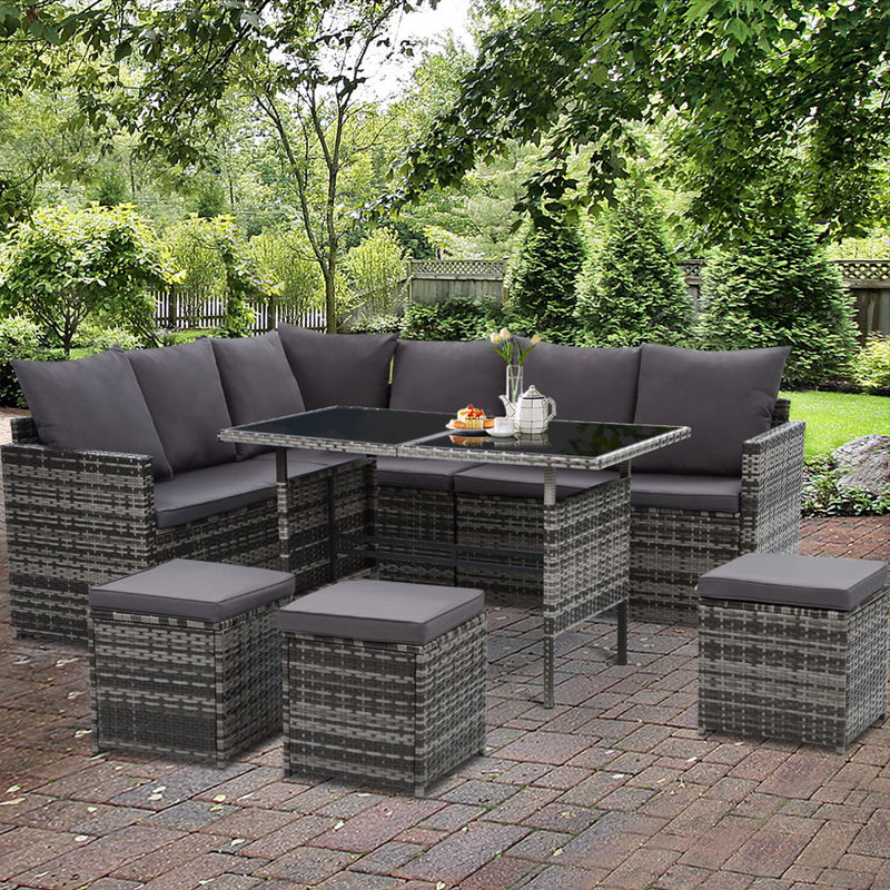 Outdoor Dining Set Sofa Lounge - Grey