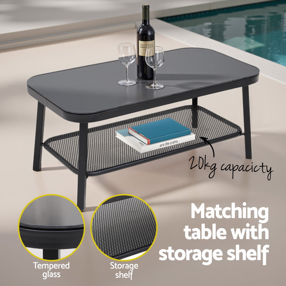 Cove 4 Seater Outdoor Sofa Set – Black – 4 Piece