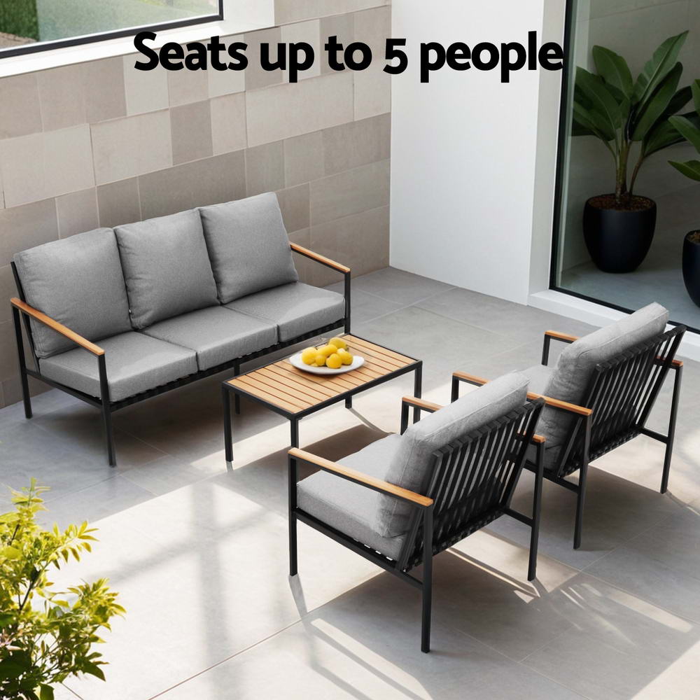 Cordova Outdoor Sofa Set – Black – 4 Piece