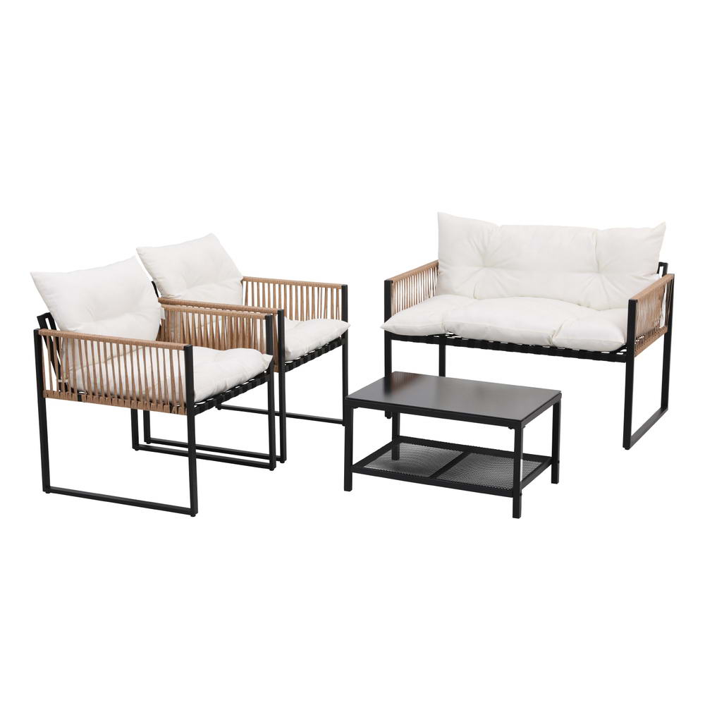 Arlo 4 Seater Outdoor Sofa Set – Black – 4 Piece
