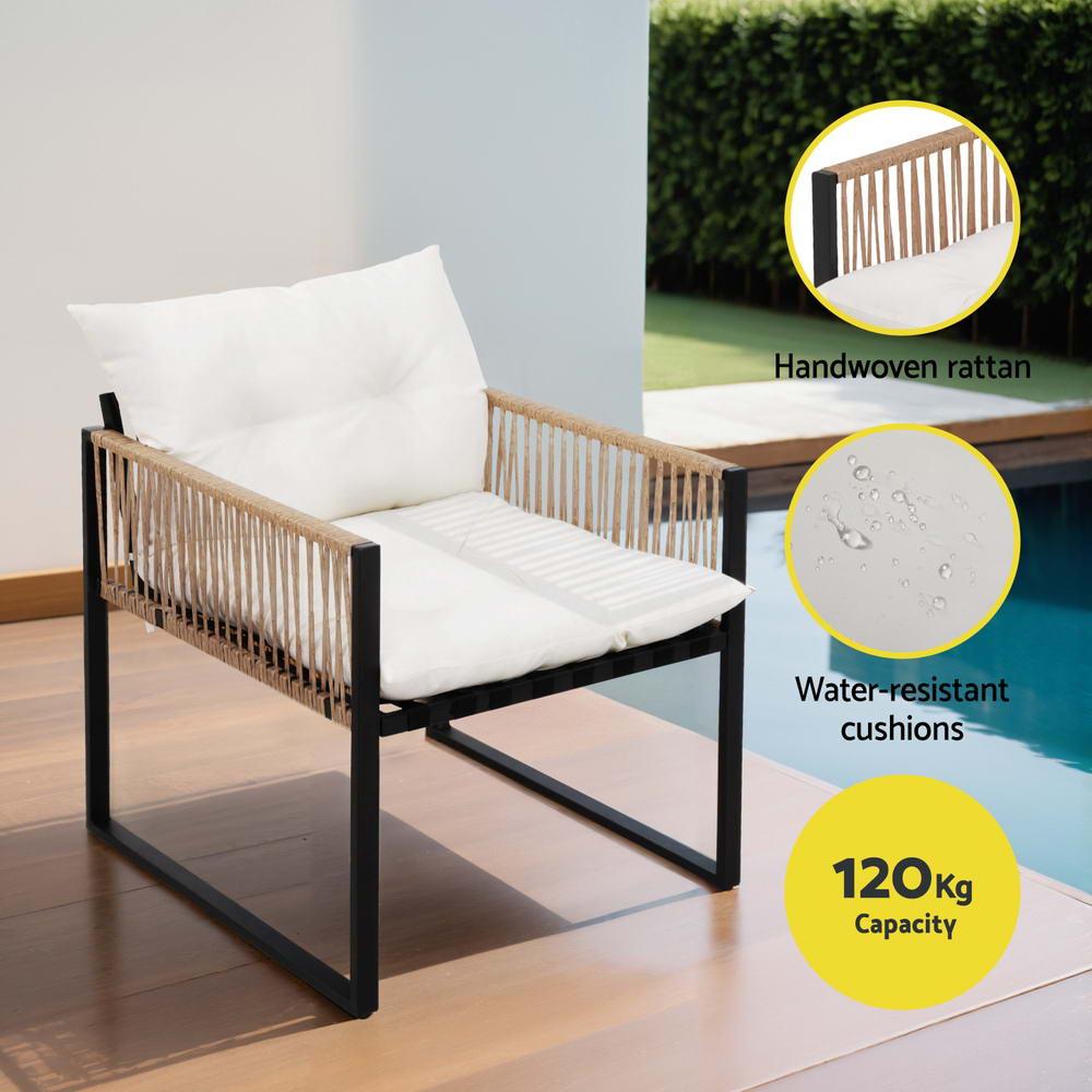 Arlo 4 Seater Outdoor Sofa Set – Black – 4 Piece