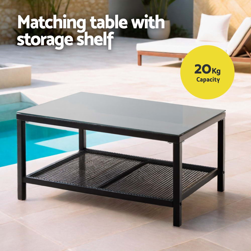 Arlo 4 Seater Outdoor Sofa Set – Black – 4 Piece