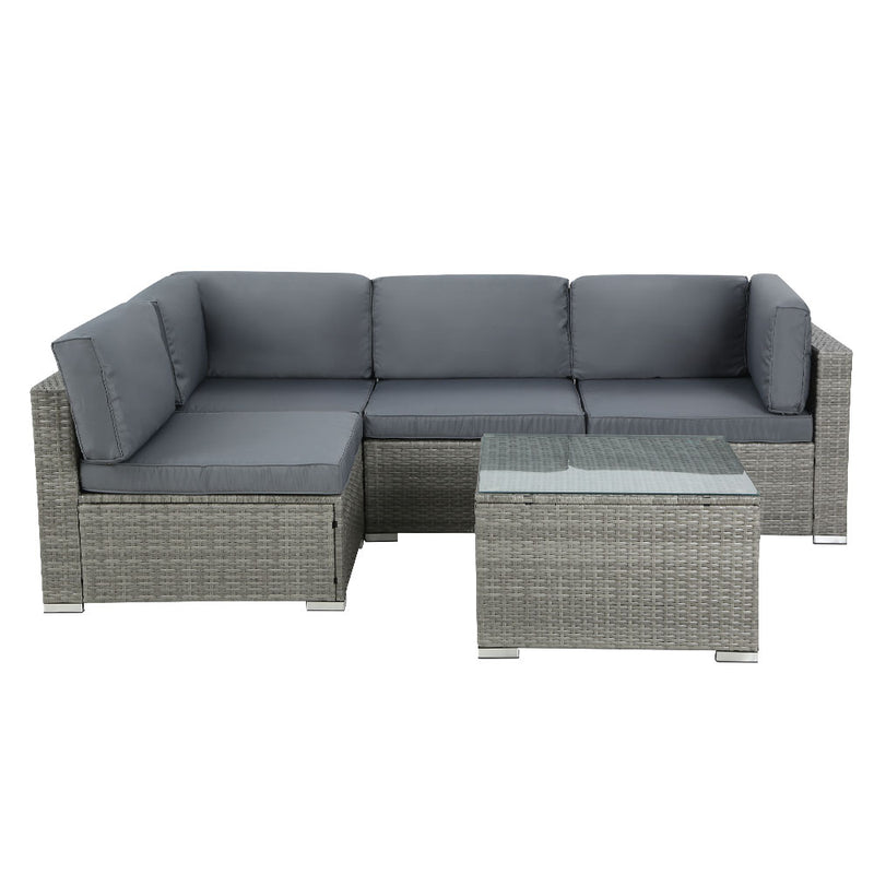 5-Piece Outdoor Sofa Set – Wicker Lounge, Grey